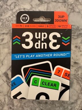 3up 3down Card Game - Black Packaging with Bright Accent Colors